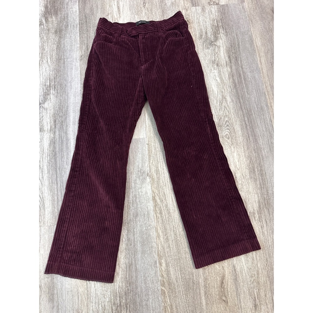 Isabel Marant Burgundy Corduroy High Rise Straight Leg Pants Womens Size Small